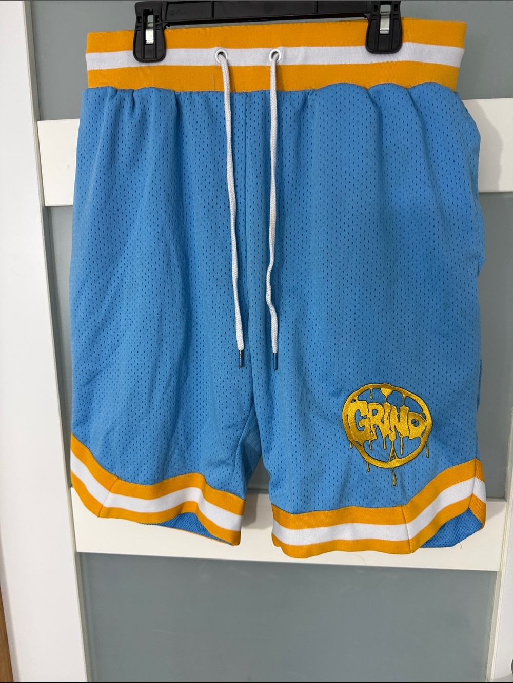 Grind Light Blue & Yellow Athletic Mesh Shorts
